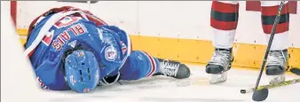  ?? Corey Sipkin ?? PAIN, BUT NO GAIN: Sammy Blais is back from a torn ACL and MCL suffered just 13 games into his Rangers career, but looks like a shadow of himself with free agency imminent.