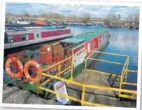  ?? ?? Halseyon Days on her special mooring
in Leicester Marina.