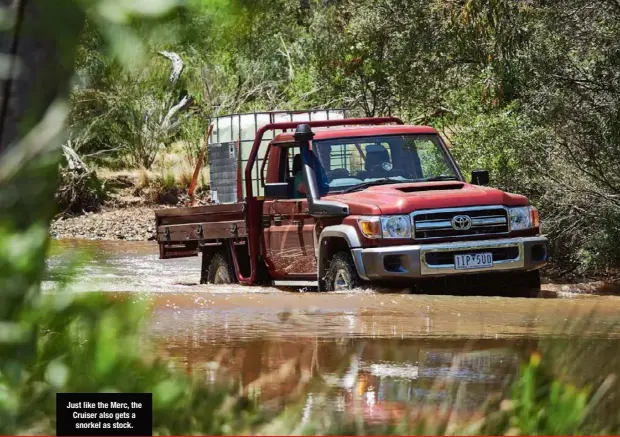  ??  ?? Just like the Merc, the Cruiser also gets a snorkel as stock.