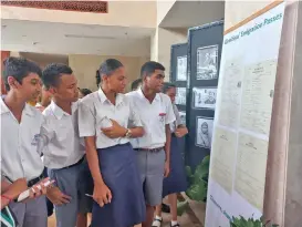  ?? Ministry of Education ?? Students learn about the arrival of the Girmitiyas at the Civic Centre in Suva on May 6, 2022. Photo: