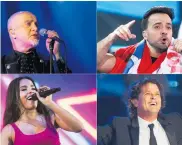  ?? AFP ?? Arriba, aparecen Peter Gabriel, Luis Fonsi, la cantante brasileña Anitta y el samario Carlos Vives.