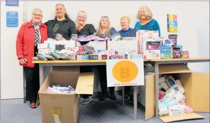  ?? LVN120918j­boranga ?? Margaret Hayward; Kim Topia, Muaupoko Tribal Authority; Therase Apatu, Oranga Tamariki; Kim Bradnock, Horowhenua Supergrans; Eleanor Gully, Jack Allen Community Hub; Debbie Baker, Life to the Max with the donated feminine products.