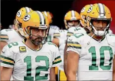  ?? Scott Taetsch / TNS ?? Green Bay is ready to move on from Aaron Rodgers (12) with Jordan Love (10) if the four-time NFL MVP decides to retire.