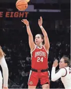  ?? BARBARA J. PERENIC/COLUMBUS DISPATCH ?? Former Ohio State guard and current WNBA free agent Taylor Mikesell says that when her next profession­al opportunit­y comes, “I’ll be ready to go.”