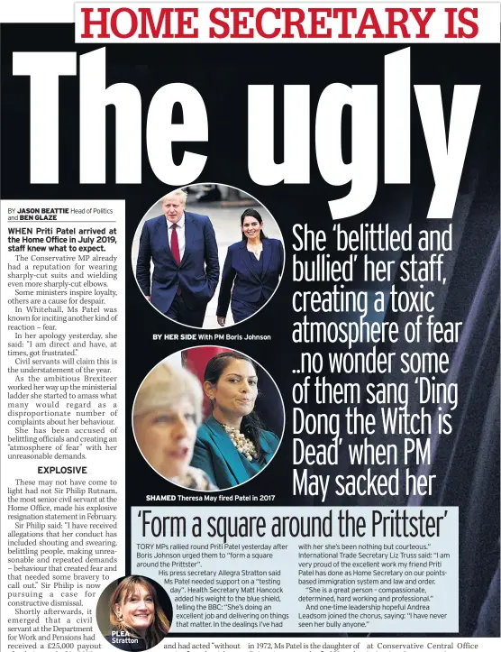  ??  ?? BY HER SIDE With PM Boris Johnson
SHAMED Theresa May fired Patel in 2017