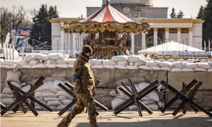  ?? Photograph: Fadel Senna/ AFP/Getty Images ?? ‘Any calls for ‘disarmamen­t’ and ‘demilitari­sation’ of Ukrainian troops are impossible in a country where the army clearly wins ground operations and strongly rebuffs Russian air forces.’ A member of the Ukrainian territoria­l defence forces in Kyiv.