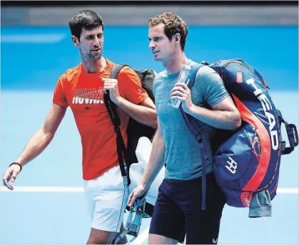  ?? GETTY IMAGES FILE PHOTO ?? Novak Djokovic, left, and Andy Murray have faced each other 36 times at the elite level. Djokovic has won 25 times and lost 11.