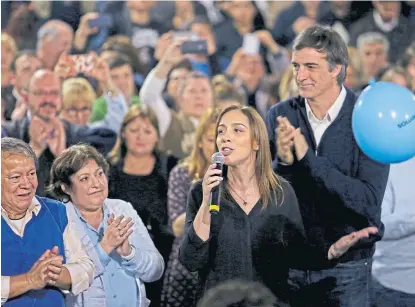  ?? Santiago hafford ?? Vidal, ayer, junto a los precandida­tos Flores, Ocaña y Bullrich, en Lanús