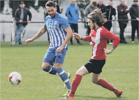  ??  ?? TC Plastics (red) take on Hylton Castle TWR in their recent cup final. Pictures by Tim Richardson