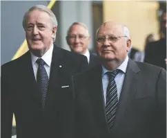  ?? PAUL CHIASSON / THE CANADIAN PRESS FILES ?? Mulroney with former Soviet president Mikhail Gorbachev in Montreal in October 2011.