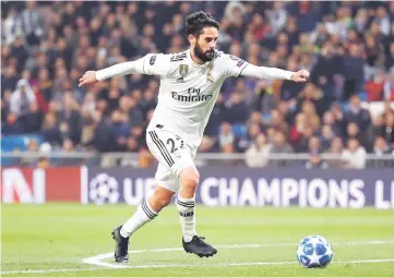  ?? Reuters photo ?? Real Madrid’s Isco in action in this file photo. —