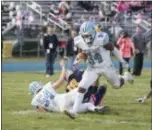  ?? JOHN BLAINE — FOR THE TRENTONIAN ?? Notre Dame’s Cortaz Williams rushes for a third-quarter touchdown during last Saturday afternoon’s game at Nottingham.