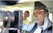  ??  ?? NC leader Abdul Rahim Rather interacts with media after meeting members of Delimitati­on Commission, in Srinagar