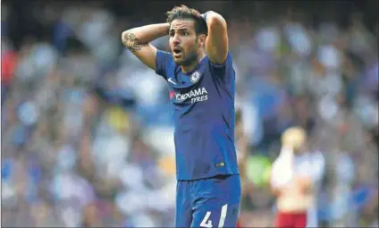  ??  ?? Seeing red: Cesc Fàbregas of Chelsea was sent off in the match between Chelsea and Burnley at Stamford Bridge, leaving the Blues a little frail. Photo: Dan Mullan/Getty Images