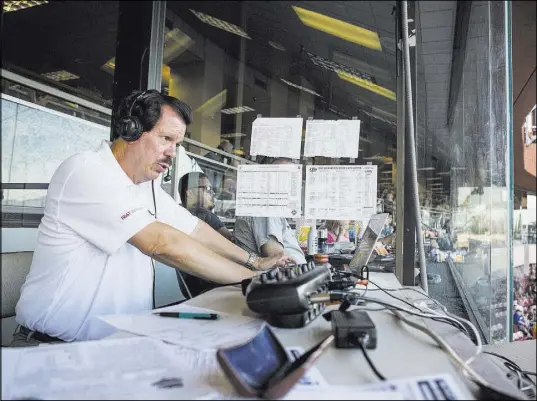  ?? Patrick Connolly Las Vegas Review-Journal @PConnPie ?? Veteran radio play-by-play broadcaste­r Russ Langer looks out over Cashman Field before the 51s game against the Sacramento River Cats on June 16. Langer has been calling 51s games for 18 seasons, and has had some fill-in gigs in the major leagues.