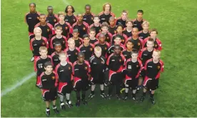  ?? Photograph: Alan Cozzi ?? Dominic Ball (fourth left in the second row from the back) and his Watford academy teammates.