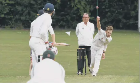  ??  ?? Hetton Lyons bowler Gareth Wade bowling to Washington’s Tom Colledge at Washington CC.