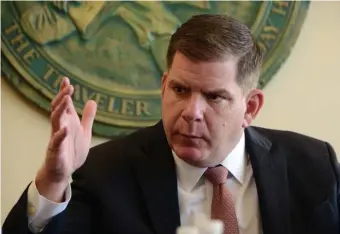  ?? JIM MAHONEY PHOTOS / HERALD STAFF ?? HOPES AND PLANS: Mayor Marty Walsh speaks to the Herald editorial board Thursday about his job and possible future political moves.