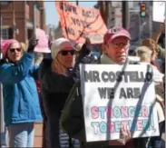  ?? PETE BANNAN-DIGITAL FIRST MEDIA ?? Doug Gunn of Phoenixvil­le takes part in a rally Thursday outside the West Chester office of U.S. Rep. Ryan Costello. About 100 health care activists took part in the rally to oppose the repeal of the Affordable Care Act. The House delayed a vote on the...