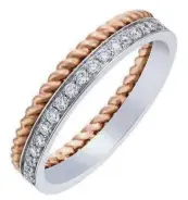  ??  ?? Charisma features a row of sparkling diamonds set into the platinum along with the rose gold spiral for ladies.