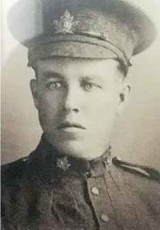  ??  ?? William Stuart Ritchie, a member of the 4th Canadian Mounted Rifles, perished during the Battle of the Somme on Sept. 15, 1916.