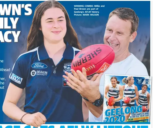  ??  ?? WINNING COMBO: Millie and Paul Brown are part of Geelong’s AFLW history. Picture: MARK WILSON