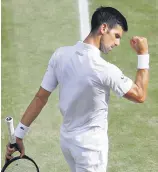  ??  ?? Novak Djokovic celebrates against Matteo Berrettini in the Wimbledon final, London, U.K., July 11, 2021.