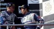  ??  ?? Frentzen, with Villeneuve at the end of 1997. The German only won one race in his two years at Williams