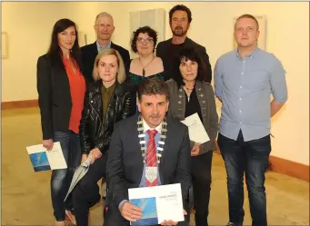  ??  ?? Mayor of Kerry Michael O’Shea with artists Deirdre McKenna , Miroslava Pavelkova, Des Fitzgerald, Diana Muller, Joseph Keating, Pat Owen and Diarmuid O’Sullivan at the Kerry Visual Artists Showcase Exhibition Launch during Culture Night Kerry at the...