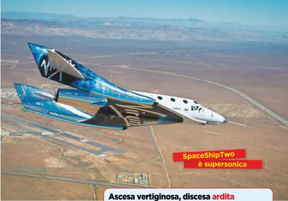  ??  ?? SpaceShipT­wo è supersonic­a