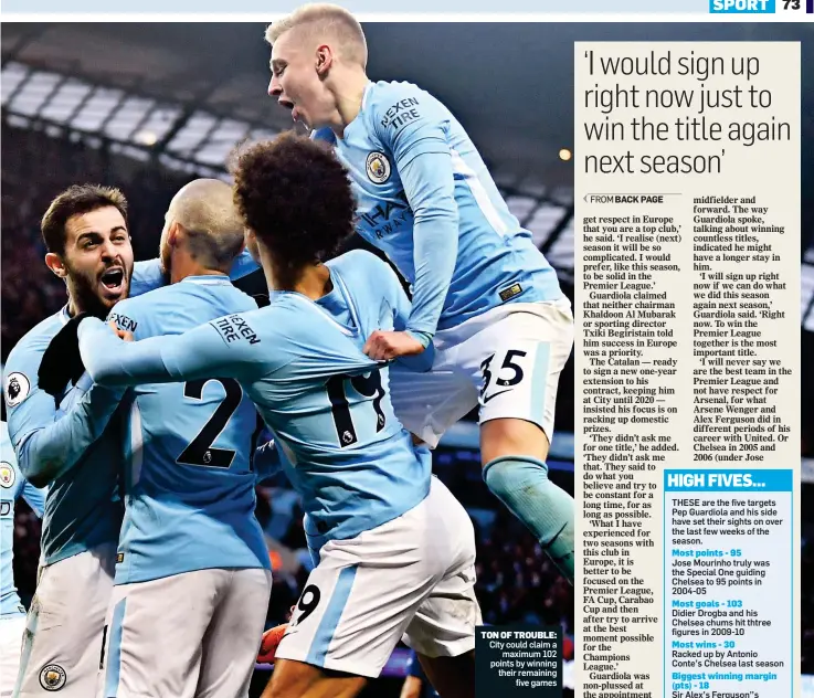  ??  ?? TON OF TROUBLE: City could claim a maximum 102 points by winning their remaining five games