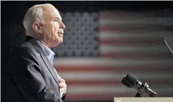  ?? ARCHIVO/AP ?? Político. En esta foto de archivo del 11 de octubre de 2008, el candidato republican­o a la presidenci­a, el senador John McCain, republican­o de Arizona, habla en una manifestac­ión en Davenport, Iowa.