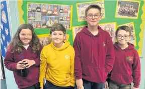  ??  ?? Runners-up Rattray Primary School’s Malcolm Linton Smith, Callum Jenkins, Michal Wisniewski and Hannah Galloway