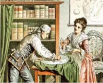  ?? /GRÁFICO: LITOGRAFÍA DE 1896 ?? William Herschel pule una lente mientras le apoya su hermana Carolina