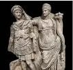  ??  ?? In a first-century sculpture, Nero is crowned by his mother, Agrippina—a “proud and steely” power behind the throne, according to Drinkwater.