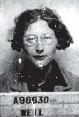  ?? PHOTO 12 / UNIVERSAL IMAGES / GETTY ?? Imagen de la ficha administra­tiva de Simone Weil de cuando trabajó en una fábrica de Renault (1934-1935).