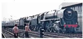  ?? COLOUR RAIL ?? End of steam celebrity engine Oliver Cromwell double-heads with ‘5MT’ No. 44781 at Blackburn on August 4 1968.