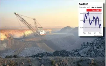  ?? PHOTO: SUPPLIED ?? Stronger coal and manganese prices have lifted South32’s half-year underlying earnings from continuing operations to$479 million. In the past six months, South32 reported a 197 percent improvemen­t in free cash flow to $626m.