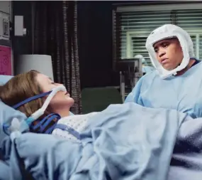  ?? ABC ?? Chandra Wilson, right, appears with Ellen Pompeo in a scene from “Grey’s Anatomy.” Season 17 airs Thursdays on ABC.