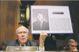  ?? Win McNamee Pool Photo ?? SEN. PATRICK J. LEAHY ( D- Vt.) questions Judge Brett M. Kavanaugh during the United States Supreme Court nominee’s confirmati­on hearing on Sept. 27.