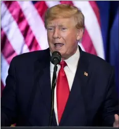  ?? AP PHOTO/ALEX BRANDON, FILE ?? Former President Donald Trump speaks at a campaign event at the South Carolina Statehouse, Jan. 28, 2023, in Columbia, S.C.