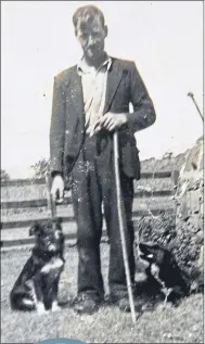  ??  ?? Left: Sandy today with sheepdog Jean as he walks the hills on the isle of Bute Old snaps show how Sandy has spent his life tending his sheep