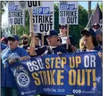  ?? COURTESY OF TEAMSTERS LOCAL 2010 ?? Teamsters representi­ng skilled trades workers at 22 Cal State University campuses plan to hold an unfair labor practice strike Nov. 14, claiming their wages fall far below those of University of California employees who do the same work. Employees are seen here at a September rally.