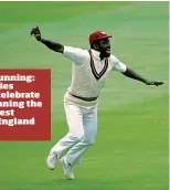  ??  ?? Up and running: West Indies players celebrate after winning the second Test against England in 1988