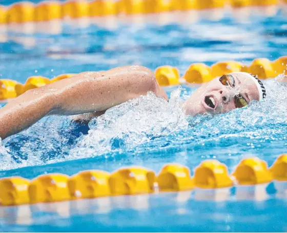  ??  ?? Swimmer Cate Campbell, in action at the NSW championsh­ips, has called for Australia’s next generation to continue to lift.