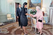  ??  ?? Barack and Michelle Obama with the Queen in 2009. Top, Prince Harry and the former US president record their talk