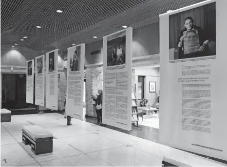  ??  ?? Eighteen panels from “The Forgivenes­s Project” are on display at Temple B'nai Israel as a High Holy Days project at the Oklahoma City house of worship. [DOUG HOKE/ THE OKLAHOMAN]