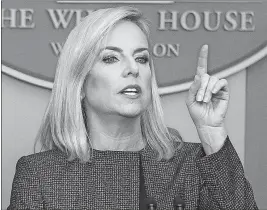  ?? [OLIVER CONTRERAS/SIPA USA] ?? U.S. Homeland Security Secretary Kirstjen Nielsen calls the Trump administra­tion’s policy shift, which the Mexican government reluctantl­y agreed to, a “historic” measure that will “bring the illegalimm­igration crisis under control.”