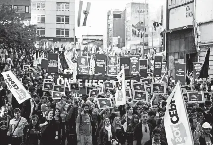  ?? ASSOCIATED PRESS ?? Thousands march in Instanbul to protest Turkey’s worst mine disaster and the government’s labor policy. Since the deadly mining accident, more than two dozen people have been detained.