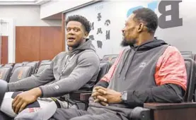  ?? ULYSSES MUNOZ/BALTIMORE SUN ?? Maryland safety Antoine Brooks Jr., left, and his dad, Antoine Sr., who works at the University of Maryland.